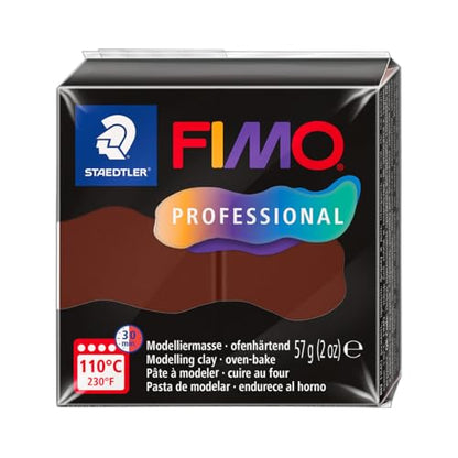 STAEDTLER Polymer Modelling Clay - FIMO Professional - Oven Bake Clay - Chocolate, 57g - 1 Block, 8040-77 - color: Chocolate