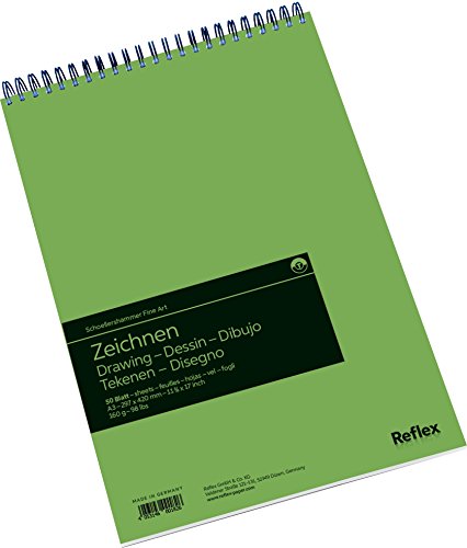 Schoellershammer Drawing Paper Pad A3, 50 Sheets, Spiral Bound, 160gsm White Paper, Black VF5004285 - size: A3, style: Drawing Paper (160gsm)