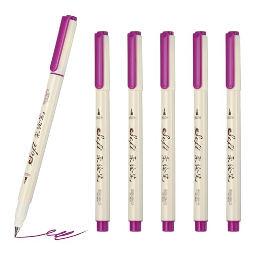 PATIKIL Fineliner Colored Pens, 6 Pcs Rose Purple Felt Brush Tip Fineliner Marker Waterproof Ink Watercolor Coloring Book Art Supplies Set for Artist Journaling Scrapbooking - color: Rose Purple