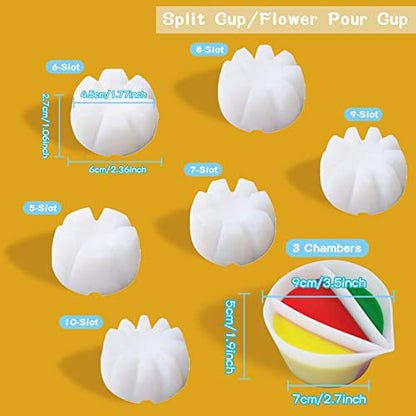 6Pcs/Set Flower Pour Cups Silicone Split Cup for Paint Pouring Acrylic Pouring Flower Strainers Fluid Art Pour DIY Resin Molds for Making Painting Tools Drawing Accessories (White) - color: White