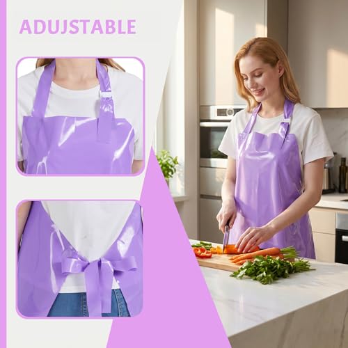 Nanxson TPU Waterproof Apron Lightweight Work Apron with Adjustable Buckle | Liquid Resistant,Neck buckle design,Easy to clean,Unisex,Butcher Apron for Dishwashing Grooming,Halloween - color: Purple