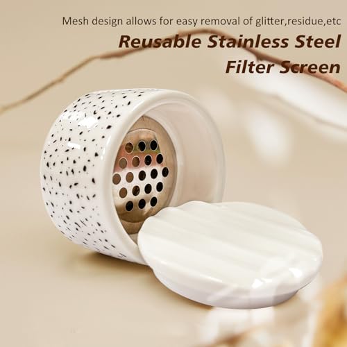 Nail Brushes Washing Cup, Monomer Dish, Dappen Dish with Lid, Easy Cleaning Portable Mesh, Acrylic Brush Cleaner & Nail Brush Holder, Nail Art Brush Washer for Nail Sequins Glitter Powder (NAPB072)