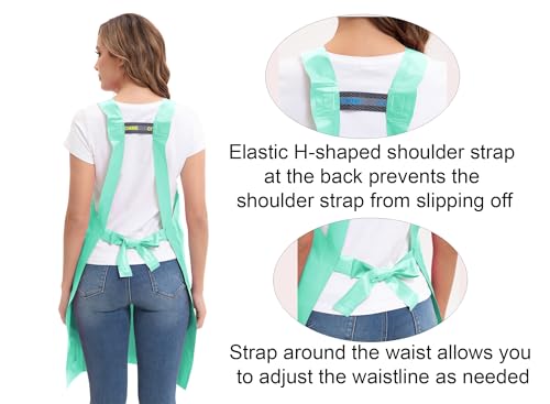 Nanxson TPU Waterproof Apron with Pocket Lightweight Work Aprons for Girls H Style for Dishwashing Pet grooming Gardening - color: Green