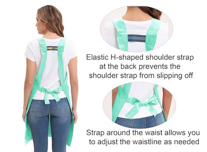 Nanxson TPU Waterproof Apron with Pocket Lightweight Work Aprons for Girls H Style for Dishwashing Pet grooming Gardening - color: Green