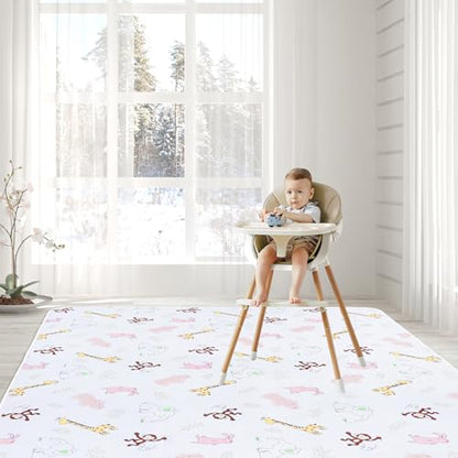 Baby Splat Floor Mat for Under High Chair/Arts/Crafts, 51" Waterproof Anti-Slip Food Splash Spill Protector Mat, Washable and Table Cloth - color: Jungle Animals