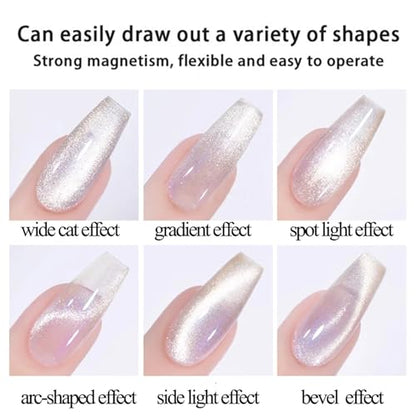 Cat Eye Nail Magnet Gel Nail Polish Magnetic Cylindrical Strong Magnet Stick Cat Eye Nail Art Magnet 3d Cat Eye Magnetic Nail Polish Tool Double Headed Magnet for Nails Salon (Gold) - color: Style 3