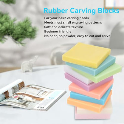 10 Pcs Rubber Carving Blocks, Rubber Stamps Stamp Carving Blocks DIY Rubber Carved Blocks Crafts Accessories Soft and Easy to Carve