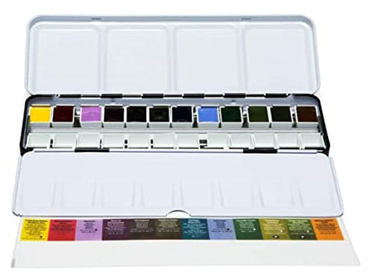 Daniel Smith 285650103 Extra Fine Inspirational Solid Watercolor Paint, Set of 12 Colors, Half Pan, Metal Case and 12 Empty Containers - style: Inspirational Half Pan Set of 12 Colors with Metal Case and 12 Empty Containers