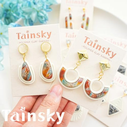 Tainsky 19 Shapes Embedded Polymer Clay Cutters - Gem Clay Jewelry Making Tools, Earring Cutters (B) - color: B Set