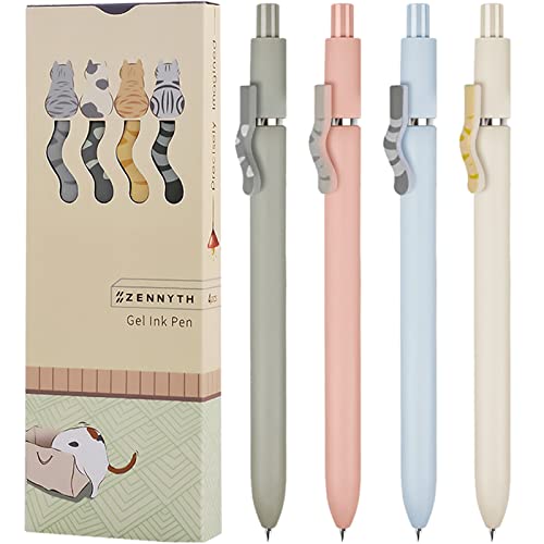 UIXJODO Cat Pens, 8 Pcs 0.5mm Cute Kawaii Black Ink Fine Point Smooth Writing, High-End Series Cat's Tail Retractable for Journaling Note Taking - color: 8 Pcs Cat