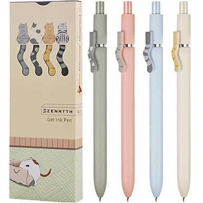 UIXJODO Cat Pens, 8 Pcs 0.5mm Cute Kawaii Black Ink Fine Point Smooth Writing, High-End Series Cat's Tail Retractable for Journaling Note Taking - color: 8 Pcs Cat