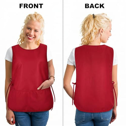 TFTAFAN Cobbler Apron Unisex Waterproof Apron with 2 Deep Pockets Art Smock for Painting Cleaning Artiest Apron work kitchen - color: Red