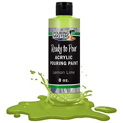 POURING MASTERS Lemon Lime Acrylic Ready to Pour Pouring Paint - Premium 8-Ounce Pre-Mixed Water-Based - for Canvas, Wood, Paper, Crafts, Tile, Rocks and More - color: Lemon Lime, size: 8 Fl Oz (Pack of 1)