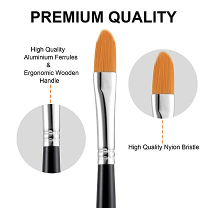 GOTIDEAL Paint Brushes,Acrylic Paint Brushes,10 Pcs Round Pointed Tip, Small Nylon Hair Brushes for Acrylic, Oil and Gouache，Body, Face Nail Art and Rock Painting, Perfect for Kids & Adult