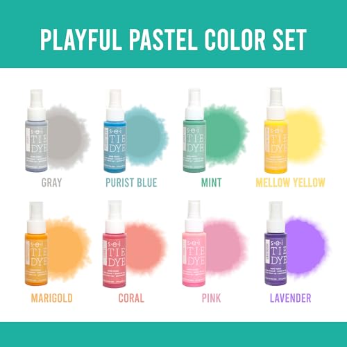 SEI 8 Pack Playful Pastel Tie Dye Spray Kit, Tye Dye Kits for Large Groups, Pre-Mixed Water Based Fabric Dye, Spray Bottle Included, Spray Paint for Clothes - color: Playful Pastel 8 Pack