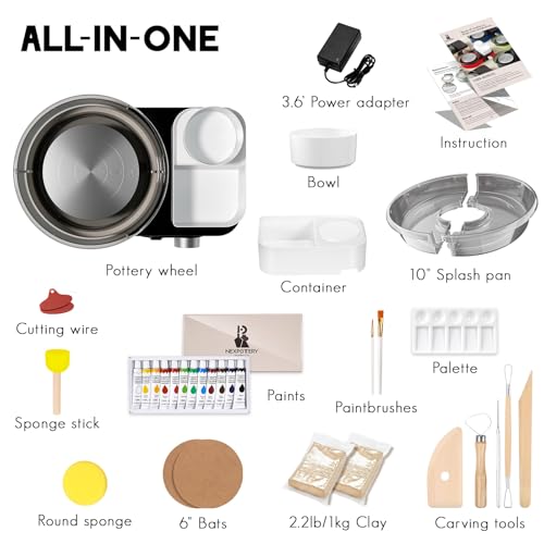 Pottery Wheel for Kids Adults and Beginners - Complete Pottery Set for Teen with 6" Turntable, 2.2lb Clay, Art Supplies Sculpting Tools, Craft Gifts for Teens Adults (Grey) - color: grey