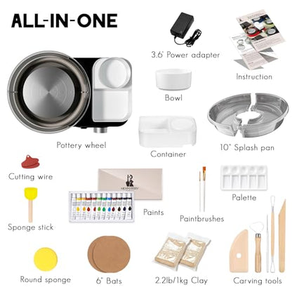 Pottery Wheel for Kids Adults and Beginners - Complete Pottery Set for Teen with 6" Turntable, 2.2lb Clay, Art Supplies Sculpting Tools, Craft Gifts for Teens Adults (Grey) - color: grey