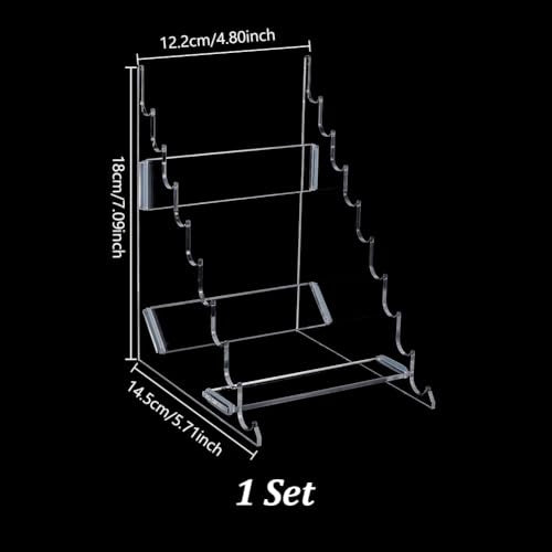 AHANDMAKER 9-Tier Pen Display Holders, Acrylic Makeup Brush Holder, Clear Horizontal Display Brush Rack Organizer for Pen Pencil Makeup Brush Eyebrow (Clear)