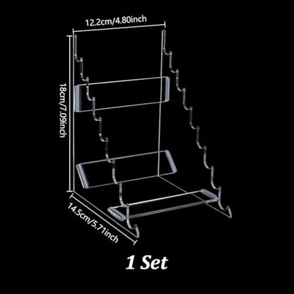 AHANDMAKER 9-Tier Pen Display Holders, Acrylic Makeup Brush Holder, Clear Horizontal Display Brush Rack Organizer for Pen Pencil Makeup Brush Eyebrow (Clear)