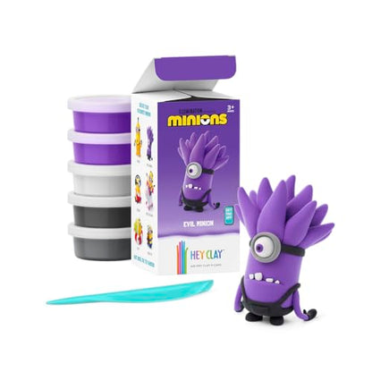 HEY CLAY Minions - Colorful Modeling Air Dry Clay for Kids - Air Dry Clay Kit 5 Cans and Sculpting Tools with Fun Interactive Instructions App - Age 3 and up (Evil Minion) - style: Evil Minion