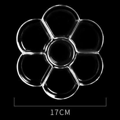 Petal Plastic Palette Painting Dish 7 Well Flower Paint Tray Watercolor Painting Mixing Palette for Oil Acrylic Watercolor Gouache,Easy Wash, Paint Palette (Transparent) - color: Transparent
