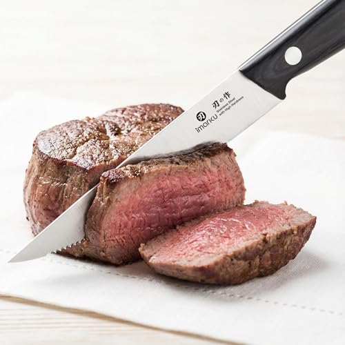imarku Japanese Steak Knives, Steak Knives Set of 8,Stainless Steel Serrated Steak Knife,Steak Knife with Pakkawood Ergonomic Handle,Gift for Men and Women - color: Silver Black