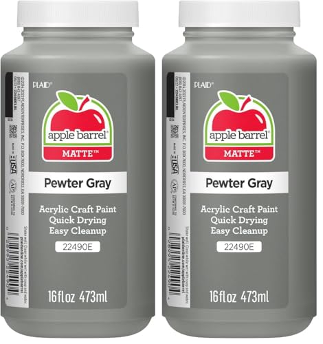 Apple Barrel ACRYLIC PAINT, 16 oz, Pewter Grey (Pack of 2) - color: Pewter Grey, size: 16 Fl Oz (Pack of 2)