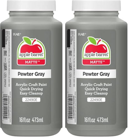 Apple Barrel ACRYLIC PAINT, 16 oz, Pewter Grey (Pack of 2) - color: Pewter Grey, size: 16 Fl Oz (Pack of 2)