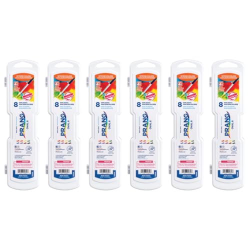 Prang Semi-Moist Watercolors 8-Color Refillable Oval Pan Set with Size 6 Paintbrush, Pack of 6 - style: 8 Count (Pack of 6)