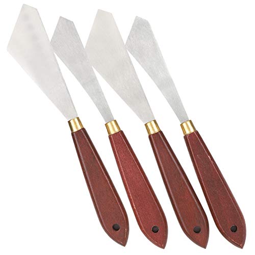 Stainless Steel Palette Knife, Wooden Handle Oil Painting Scraper with Straight for Mixing Acrylic Paint, Watercolor, Nail and Craft Art