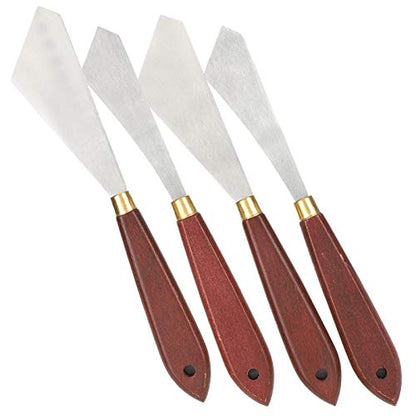 Stainless Steel Palette Knife, Wooden Handle Oil Painting Scraper with Straight for Mixing Acrylic Paint, Watercolor, Nail and Craft Art
