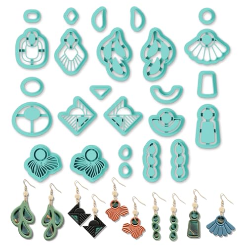 ORIGACH 25 Pcs Gemstone Shaped Polymer Clay Cutters Set Earring Clay Cutter DIY Craft Supplies for Earring and Jewelry Making - style: Gemstone