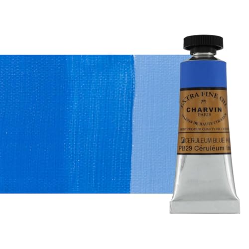 Charvin Extra Fine Oil Paint, Cerulean Blue Hue 20 mL - Triple-Milled, Rich Texture, Poppy Oil-Based, Light-Fast, Handmade, Archival Quality - color: Cerulean Blue Hue, size: 0.68 Fl Oz (Pack of 1)