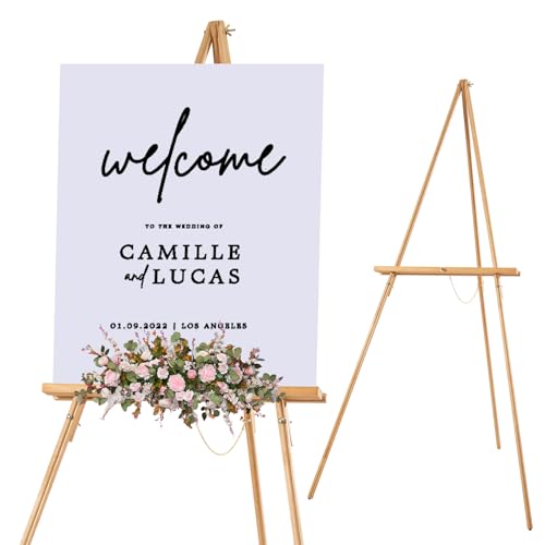 Falling in Art 65" A-Frame Tripod Easel Stand, Wooden Display Easel with Adjustable Canvas Holder, Floor Easel for Wedding Signs, Posters, Paintings, Artwork(Natural) - color: Natural-1 Pack