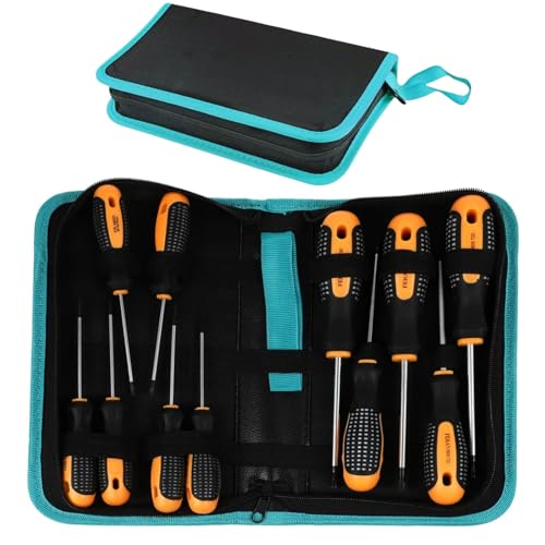 BLIRITEL Tool Bag Organizer, Oxford Tool Case Hardboard Kit, Portable Small Tool Pouch with Zipper, Handheld Screwdriver Pouch Tool Kits Organizer for Carpenter Mechanic (CASE ONLY） (M) - size: M