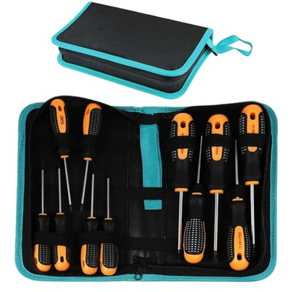 BLIRITEL Tool Bag Organizer, Oxford Tool Case Hardboard Kit, Portable Small Tool Pouch with Zipper, Handheld Screwdriver Pouch Tool Kits Organizer for Carpenter Mechanic (CASE ONLY） (M) - size: M