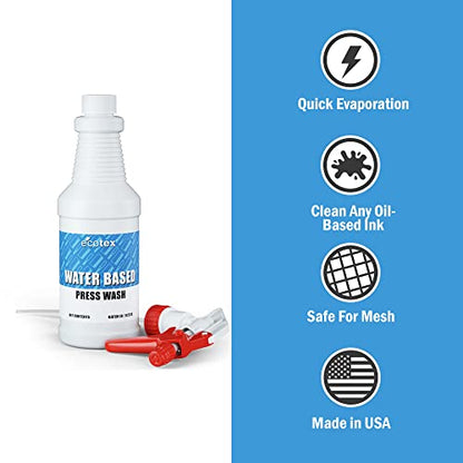 Ecotex® Water Based Press Wash (Pint - 16oz) - Eco-Friendly Mesh Screen Cleaner, For Screen Printing Screen to Remove Water Based Screen Printing Ink - Screen Printing Supplies - size: 16 Ounce (Pack of 1)