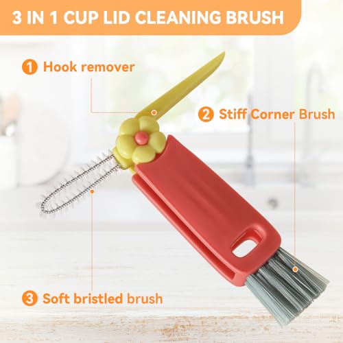 3 in 1 Cup Lid Gap Cleaning Brush Set, Multifunctional Bottle Cleaning Brush, Cup Lid Gap Cleaner, Home Kitchen Crevice Brush Tools(Multicolor) - color: Multicolor