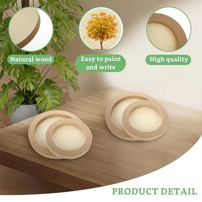 8 Pcs Round Wood Canvas Panels, 6" & 8" Dia, 0.7" Depth, Unfinished Wood Canvas Board for Painting, Pouring, Arts Use with Oils, Acrylics