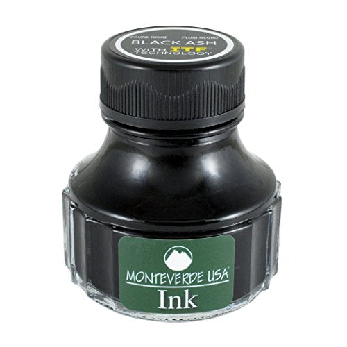 Monteverde USA Ink with ITF Technology, 90 ml Black Ash (G308BK) | ITF formula supports smooth flow, lubrication, and rich color for everyday fountain pen writing. - color: Black Ash, style: 90ml