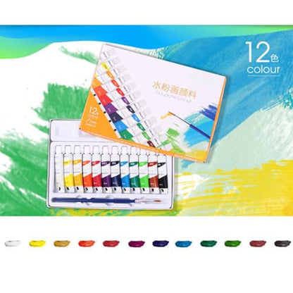 Gouache Pigment Tubes (5ml / Tube) 12 Color Gouache Painting Color Water-Based Paint for Art Painting Grade