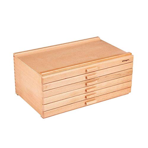 KINGART Wood 6-Drawer Artist SUPPLY STORAGE BOX, 15-3/4” W x 10” D x 6-1/2” H, Natural Finish, Storage for Art Materials including Paint Tubes, Pastels, Pencils, Markers, Brushes and more