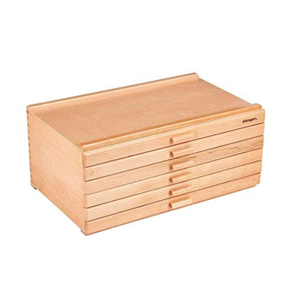 KINGART Wood 6-Drawer Artist SUPPLY STORAGE BOX, 15-3/4” W x 10” D x 6-1/2” H, Natural Finish, Storage for Art Materials including Paint Tubes, Pastels, Pencils, Markers, Brushes and more