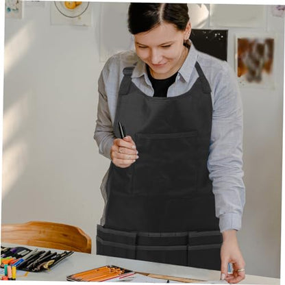 MAGICLULU Adjustable Art Apron Tool Storage Black Waterproof Painting Work Apron for Artists Suitable for Men and Women for Crafts and Cooking