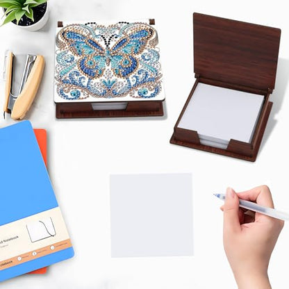 Diamond Painting Kit memo Box, Diamonds Art DIY Butterfly Patterns Sticky Note Box Special Shape Drill, with 160 Sticky Note, Ideal for Home Office Supplies, Handicrafts, Holiday Gifts - color: Butterfly