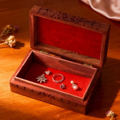 GURU JEE Wooden Indian Handmade Carving Box Tree of LifeTrinket Box Wood Jewelry Organizer Keepsake Box Perfect Gifts For Women 8x5x2.5 Inch - color: Tree Of Life_8X5