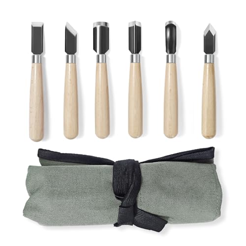 Wood Carving Tools Set - Chisel Set with Canvas Case, Carving Chisels Set Woodworking for Adults, Wood Whittling Knives Tools Set for Beginners, Hobbyists and Professionals