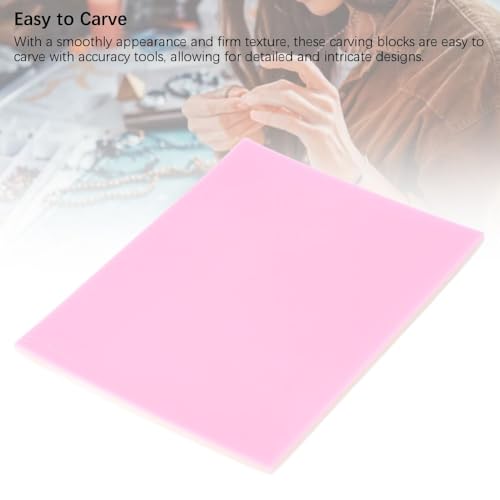 Anu Limen Rubber Carving Block for Stamp Making Printmaking Intricate Designs 20 X 15 X 0.5CM Rose White(Pink) - color: Pink