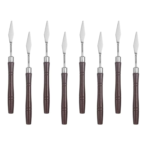 HARFINGTON 8pcs Palette Knife Painting Tool 6.3" Pointed Stainless Steel Blade Plastic Handle Spatula Painting Pallet Knife for Oil Canvas, Red - color: Red