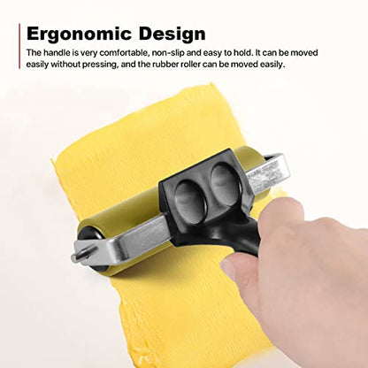 3 Pack Brayer Rollers for Crafting, Vinyl Rubber Roller Brayers, Printmaking Brayer Rollers for Cricut Maker, Gluing, Printing, Inking and Stamping(Black)